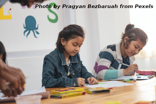 students girls at desk