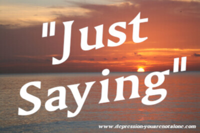 the words just saying superimposed over an ocean sunrise (copyright)