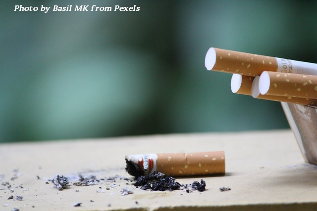 cigarette butt on table