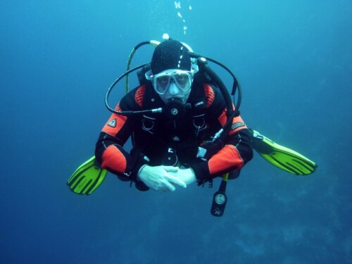 man scuba diving