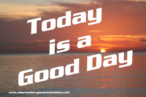 the words today is a good day over an ocean sunrise (copyrighted)