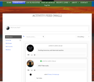 screenshot of activity feed