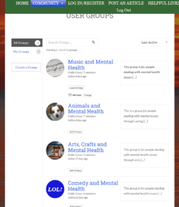 screenshot of groups