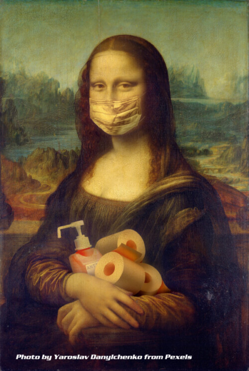 Mona Lisa wearing mask