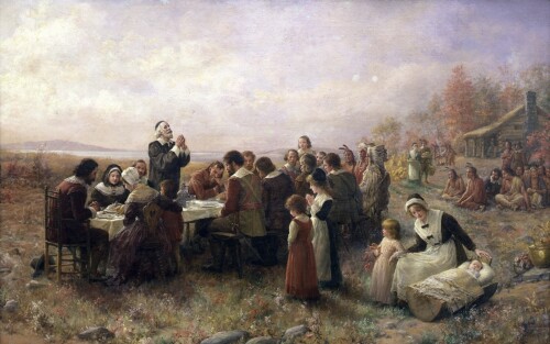 Jennie Augusta Brownscombe, The First Thanksgiving at Plymouth, 1914, Pilgrim Hall Museum, Plymouth, Massachusetts