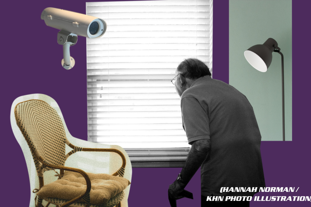 senior citizen viewed by survaillance camera