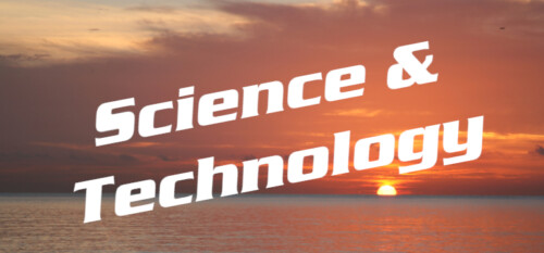 ocean sunrise with the words science& technologu