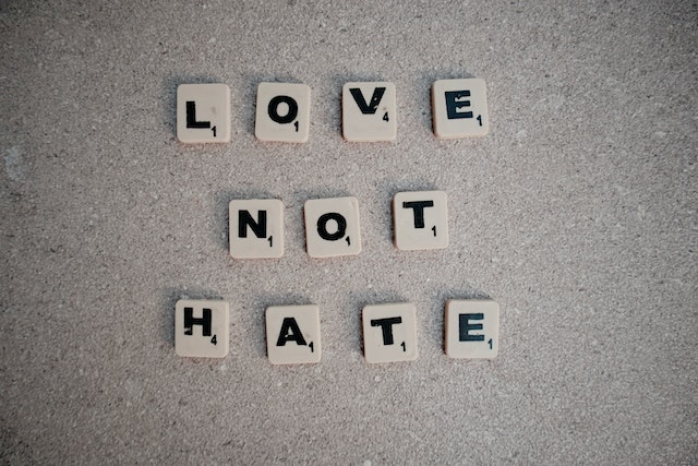 the words love not hate