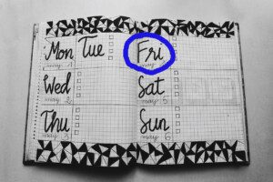 notebook with days of week