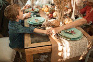 family at dinner table